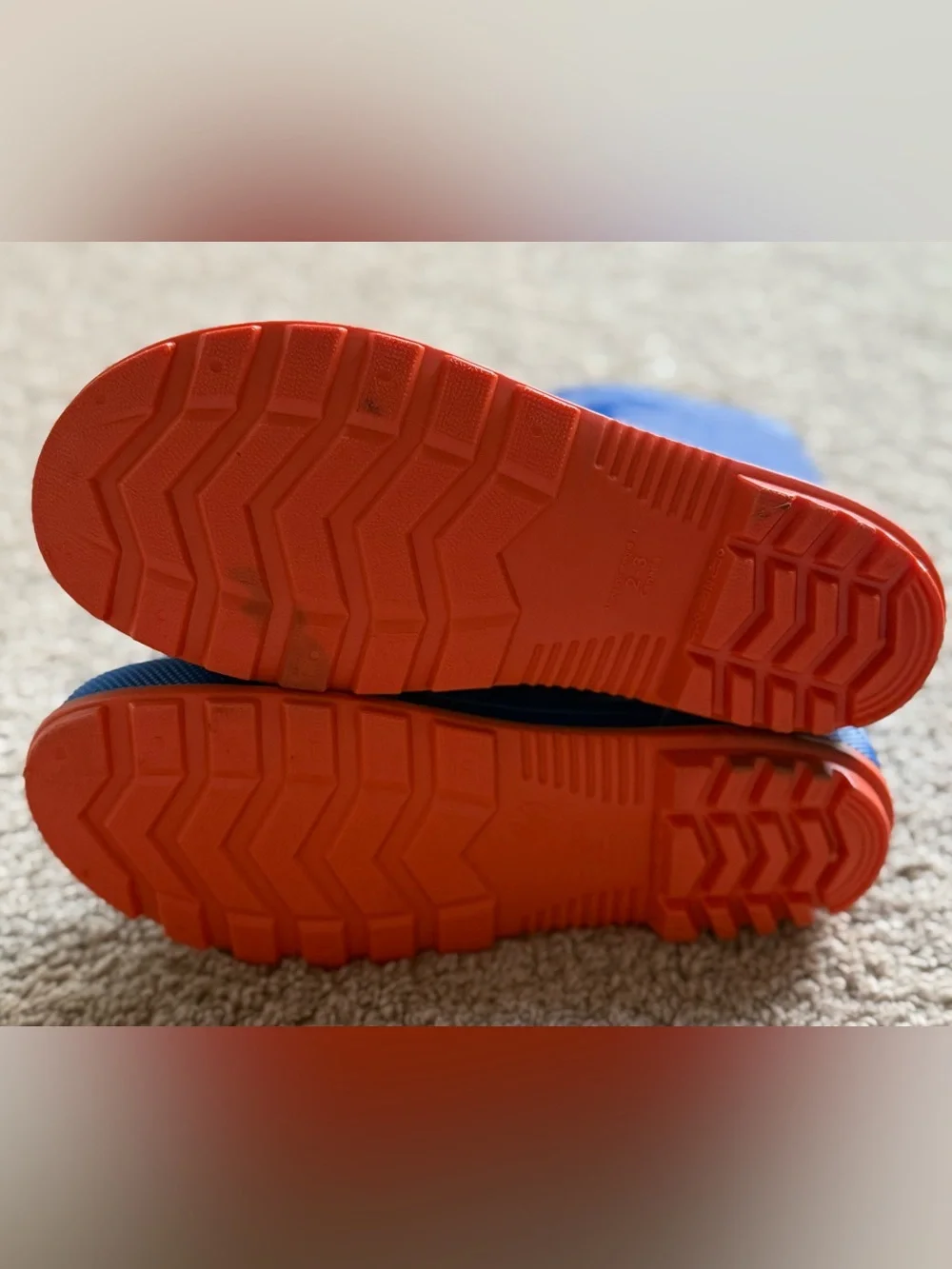 Kids Blue and Orange Rain Boots